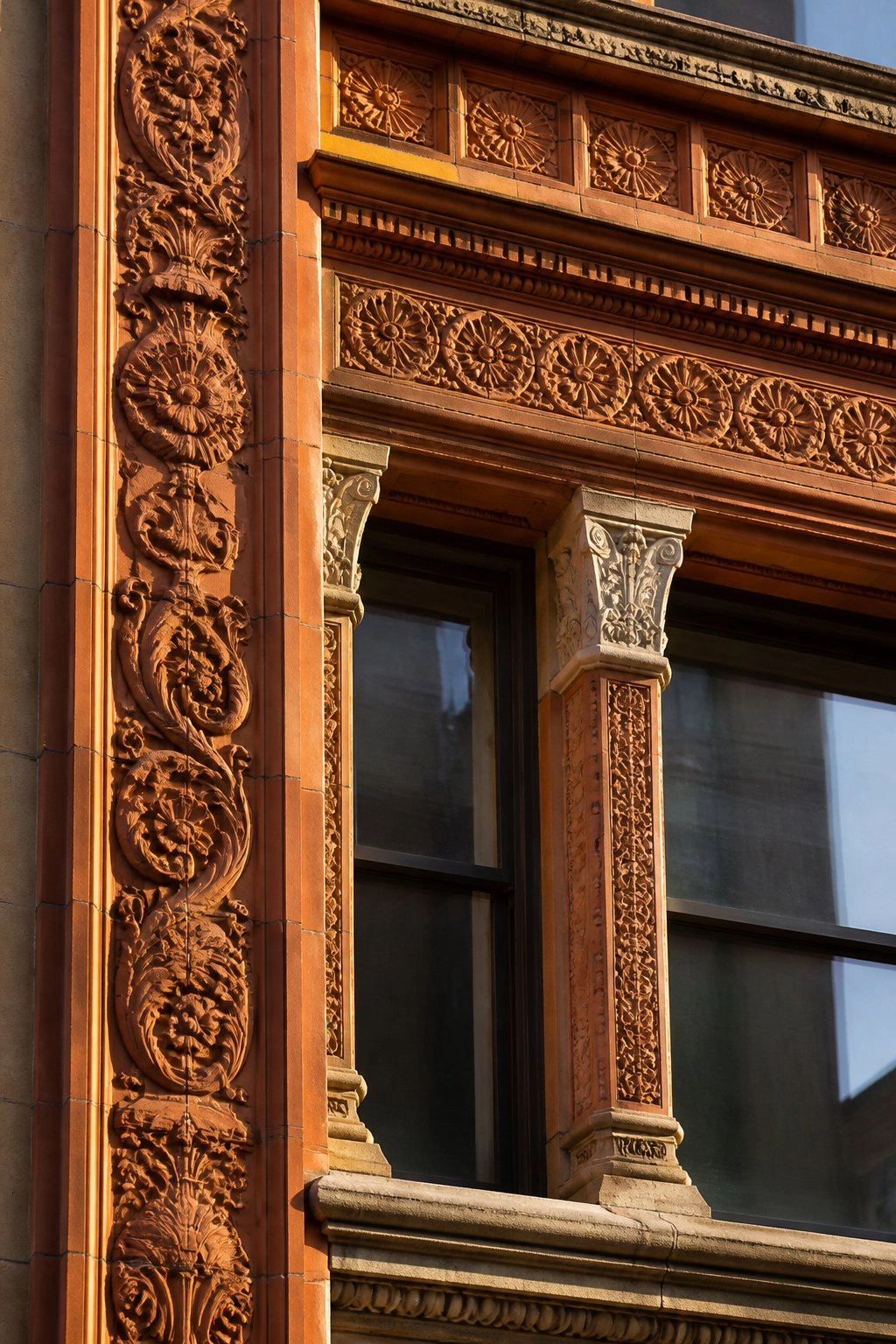 Ornamental terracotta window surround restoration on Manhattan pre-war building